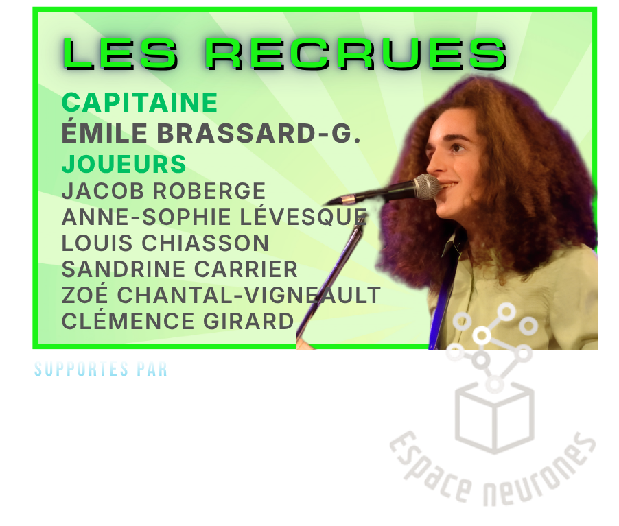 Équipe Les Recrues - Supportés par Espace Neurones